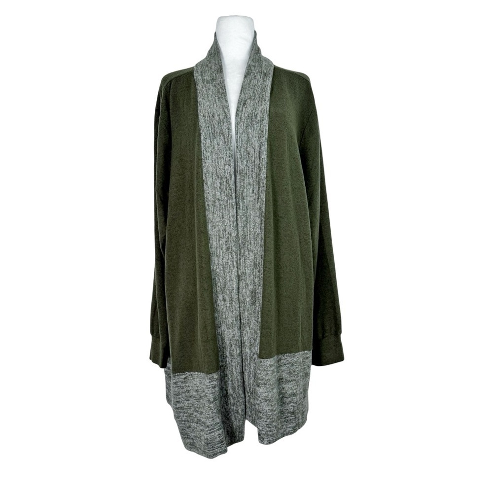 NWT URBAN FEM Women's Plus Size Green/Grey Fleece Medium Length Coat 4X 26/28 - Picture 2 of 7